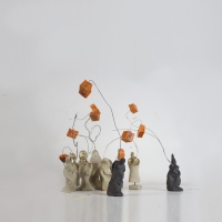Antennae, 2019, Sculpture (turban fabric in resin, wire, clay, paint). Courtesy of the artist.