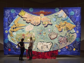Rachel Fallon and Alice Maher, 'The Map', 2021. Mixed medium textile, 6.2m x 3.8m variable. Installation at Rua Red. Photo by Ros Kavanagh, courtesy the artists.