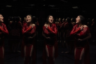 'Mirror Martyr Mirror Moon', 2024. 16mm film, 16 mins. Production image by Mark Duggan, courtesy the artist.