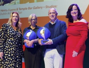 Deirdre Veldon (Irish Times), Clíodhna Shaffrey (TBG+S), Peter McGovern (Henry J Lyons and Louise O'Reilly (Business to Arts). Photo: Conor McCabe.