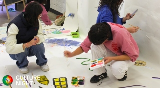 Visitors at a workshop in Temple Bar Gallery + Studios on Culture Night 2023.