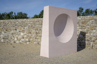 Reflectors, 2019 a permanent Public Artwork adjacent to the river Dargle in Bray, County Wicklow. Four cast terrazzo sculptures with various dimensions. Photo by Louis Haugh, courtesy of the artist.