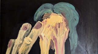 Ella De Búrca, ‘Medical’, 2023. Oil on wooden board. Courtesy the artist.