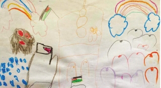 Drawing by Sobhi Al-Zaqzouq, aged five. Courtesy HeArt of Gaza