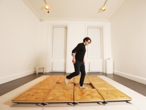 TBG+S Recent Graduate Award 2024 recipient Christopher McMullan at the RDS VAA Exhibition 2023, IMMA. Photograph by Leon Farrell.