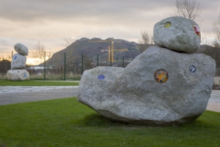 Iontaise Iontas (2019), Granite, stainless steel, resin, miscellaneous objects. Variable. Photo. Louis Haugh