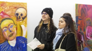 Visitors at Lucy Stein, 'Lunula', Temple Bar Gallery + Studios. Photo: Evanna