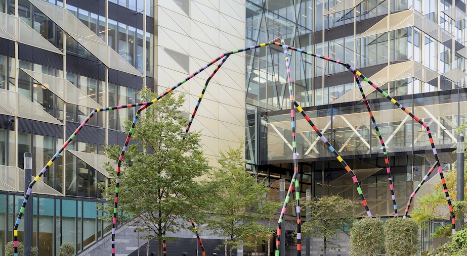 Gather: Tour of 'A Double Rainbow' by Eva Rothschild

'A Double Rainbow', 2022, The Central Bank of Ireland, galvanised steel, high-gloss paint and lacquer. Photography by Donal Murphy.