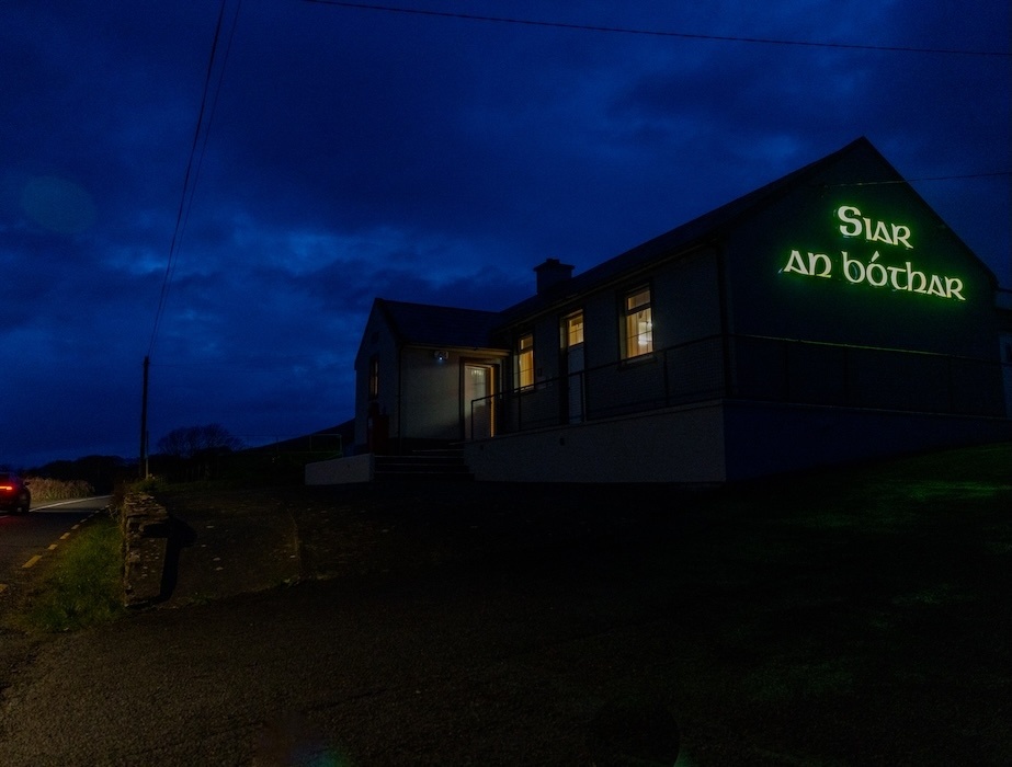 Temple Bar Gallery + Studios announce the recipient of the TBG+S/HIAP International Residency Exchange 2027

Laura Fitzgerald, Siar An Bóthar, permanent illuminated signage on timer, in collaboration with Kerrytec Sign Engineering Ltd, as part of the project 'Community Spirits', Inch Community Centre, Killeenagh, Co. Kerry, 2025. Photo: Michael Kelly.