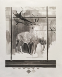 Mairead O'hEocha, Sika Deer, 2020, Ink on fabriano, 89 x 72 cm. Courtesy the artist and mother’s tankstation, Dublin | London
