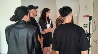 Lisa Freeman and the crew on set of 'Approx 1 Second of a Sweet Kiss'.