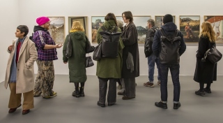 Visitors at Dragana Jurišić, 'The Last Balkan Cowboy,' Temple Bar Gallery + Studios, 2026. Photo: Evanna Devine