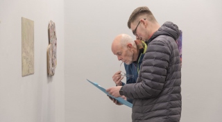 Visitors and 'Tugann an Torann' by Anne Ryan, Temple Bar Gallery + Studios 2024. Photography by Maria Maarbjerg.