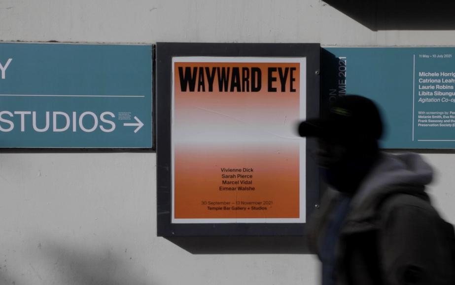 Wayward Eye, Temple Bar Gallery + Studios, October 2021. Poster designed by Alex Synge. Still from video by Jenny Brady.