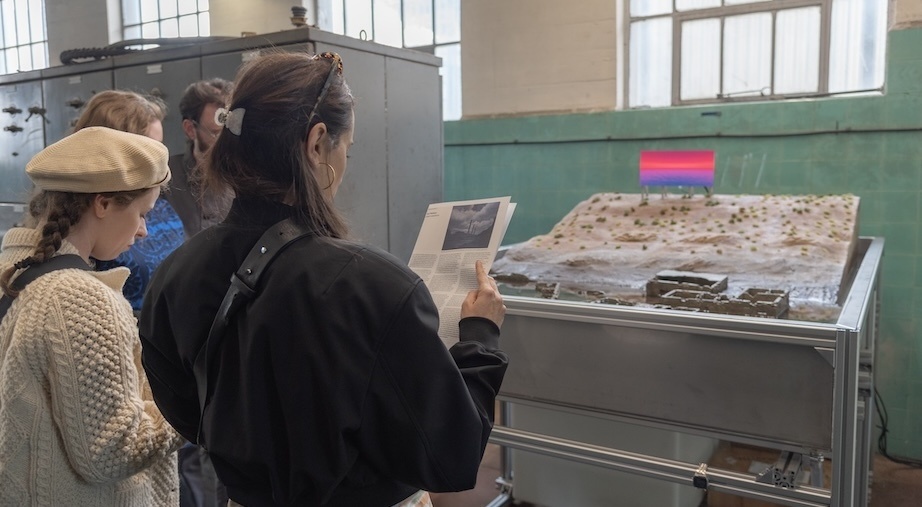 Curator’s Tour: 'Longest Way Round, Shortest Way Home' at Dublin Port

Visitors at 'dream sequence' by Yuri Pattison. Photography by Maria Maarbjerg.