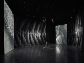 Jesse Jones, The Tower, 2022, Video installation with sculpture, scenography and performance, Rua Red Gallery Dublin. Photo by Ros Kavanagh, courtesy the artist.