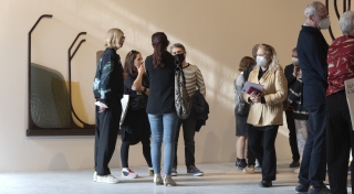 Visitors at 'Gather' by Niamh O'Malley, the national representation of Ireland at the 59th International Art Exhibition of la Biennale di Venezia, 2022. Photography by Maria Maarbjerg.