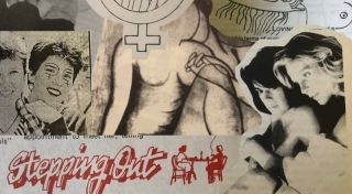 A black and white collage shows photographic images of same sex couples and drawings.