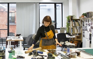 Niamh O'Malley in her studio at Temple Bar Gallery + Studios