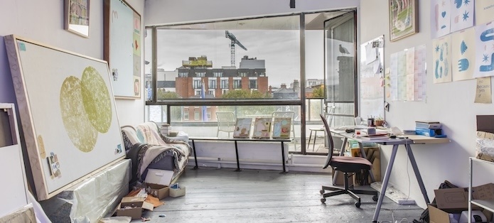 An artist's studio overlooking a river