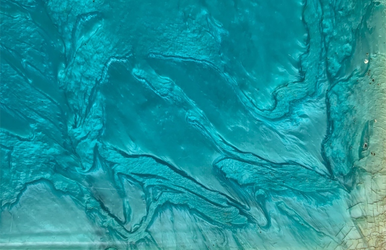 Detail of a sheet of Galalith. Courtesy Lauren Gault. 