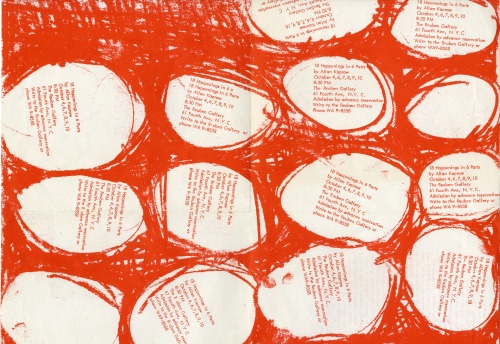 Space, Place and Change: Reflections on Allan Kaprow and Otobong Nkanga’s ‘Baggage’ 1972/2007

Image: Allan Kaprow, 18 Happenings in 6 Parts, 1959. offset print. Reuben Gallery, New York